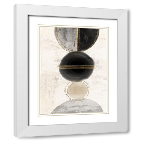 Black And Gold Abstract II White Modern Wood Framed Art Print with Double Matting by Hazel J