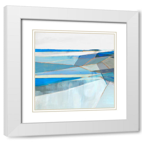 Blue Geo II White Modern Wood Framed Art Print with Double Matting by Hazel J