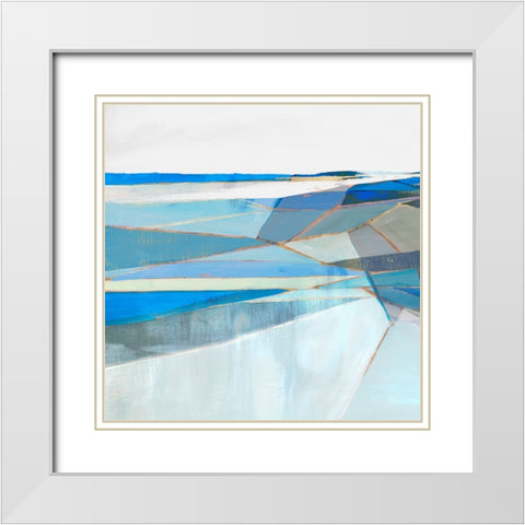 Blue Geo II White Modern Wood Framed Art Print with Double Matting by Hazel J