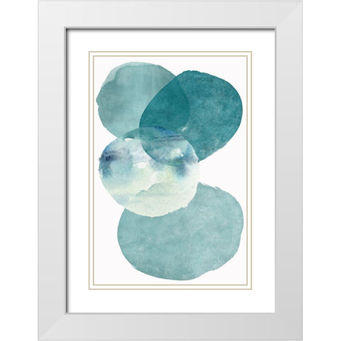 Pools of Ocean Blue Watercolor Abstract II  White Modern Wood Framed Art Print with Double Matting by Zalewski, Christine