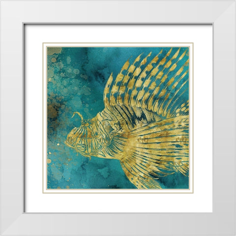 Lionfish Coming on Aqua I  White Modern Wood Framed Art Print with Double Matting by Zalewski, Christine