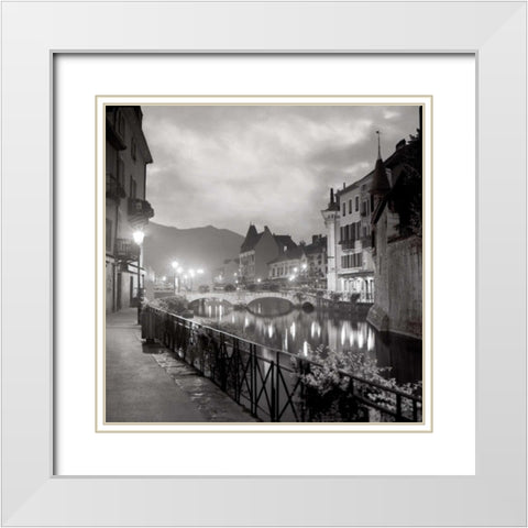 Ponte di Notte White Modern Wood Framed Art Print with Double Matting by Rezzonico, Carlo
