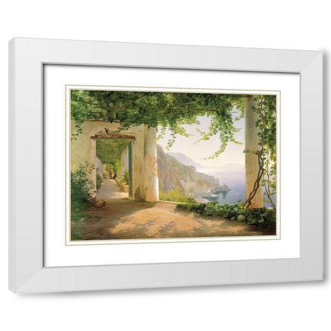 View to the Amalfi Coast White Modern Wood Framed Art Print with Double Matting by Aagaard, Carl Frederic