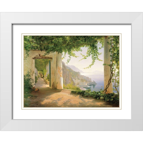 View to the Amalfi Coast White Modern Wood Framed Art Print with Double Matting by Aagaard, Carl Frederic