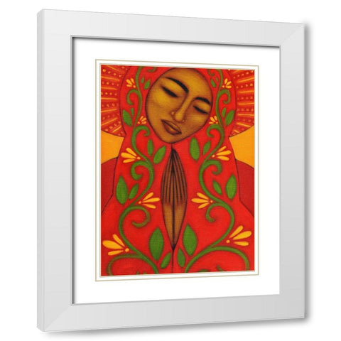 Red Madonna White Modern Wood Framed Art Print with Double Matting by Adams, Tamara