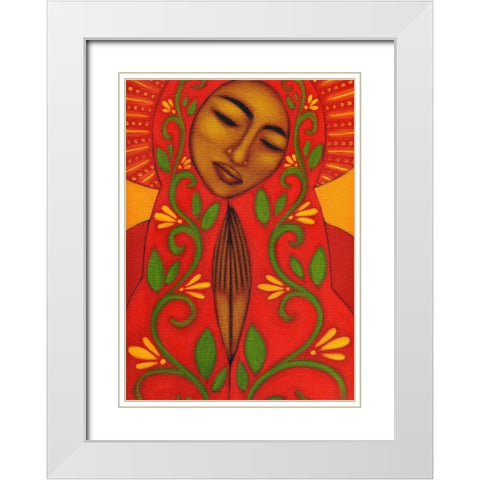 Red Madonna White Modern Wood Framed Art Print with Double Matting by Adams, Tamara