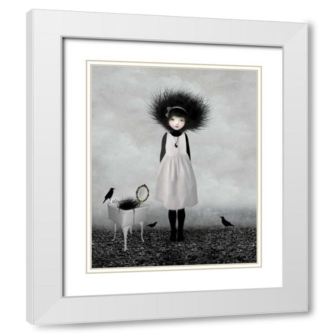 Dulcimer White Modern Wood Framed Art Print with Double Matting by Art and Ghosts