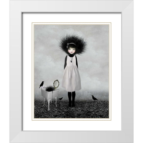 Dulcimer White Modern Wood Framed Art Print with Double Matting by Art and Ghosts