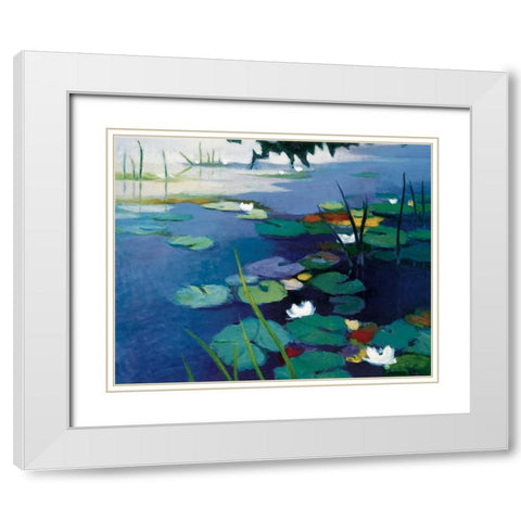 Water Lilies White Modern Wood Framed Art Print with Double Matting by Asoma, Tadashi