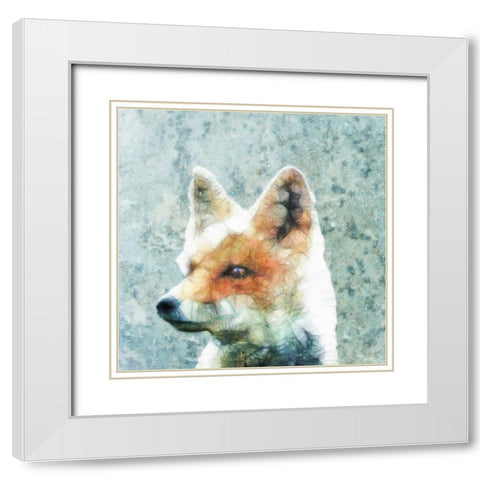 Abstract Fox White Modern Wood Framed Art Print with Double Matting by Ancello