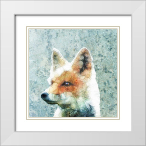 Abstract Fox White Modern Wood Framed Art Print with Double Matting by Ancello