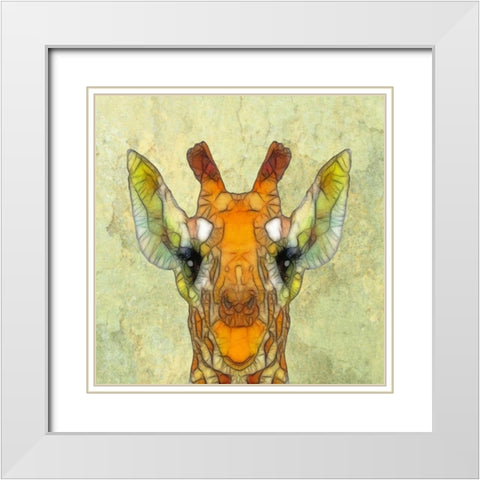 Abstract Giraffe Calf White Modern Wood Framed Art Print with Double Matting by Ancello