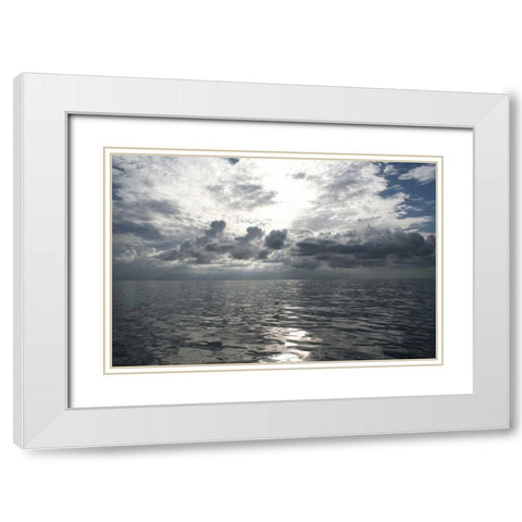 Atlantic Sunrise White Modern Wood Framed Art Print with Double Matting by Anderson, Brent