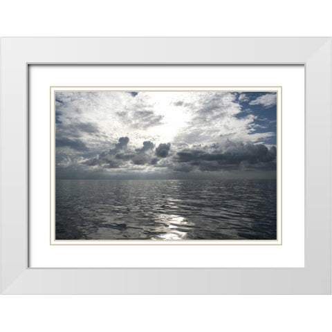 Atlantic Sunrise White Modern Wood Framed Art Print with Double Matting by Anderson, Brent