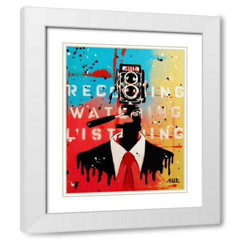 NSA Camera Man White Modern Wood Framed Art Print with Double Matting by AbcArtAttack