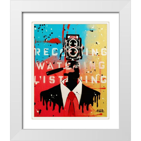 NSA Camera Man White Modern Wood Framed Art Print with Double Matting by AbcArtAttack