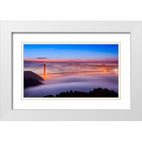 Fog at The Gate White Modern Wood Framed Art Print with Double Matting by Azure, Joe
