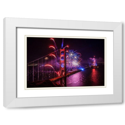 Happy Birthday White Modern Wood Framed Art Print with Double Matting by Azure, Joe