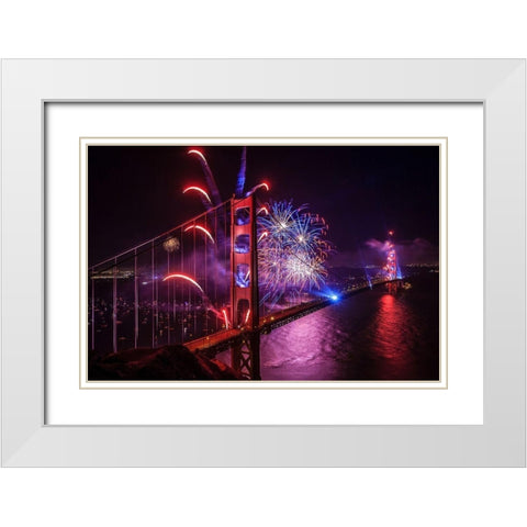 Happy Birthday White Modern Wood Framed Art Print with Double Matting by Azure, Joe
