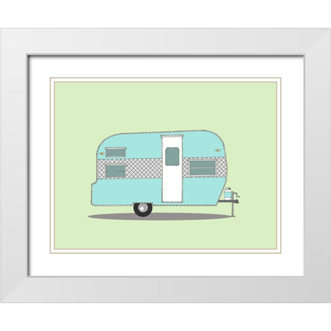 Frolic Camper White Modern Wood Framed Art Print with Double Matting by Annie Bailey Art