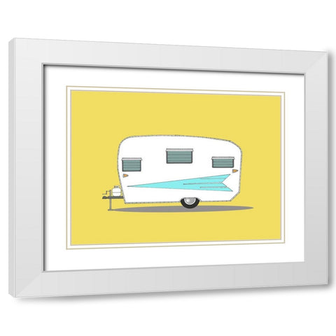 Vintage Roadrunner White Modern Wood Framed Art Print with Double Matting by Annie Bailey Art