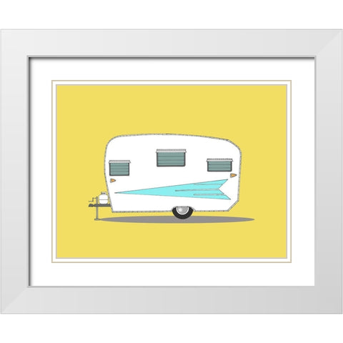 Vintage Roadrunner White Modern Wood Framed Art Print with Double Matting by Annie Bailey Art