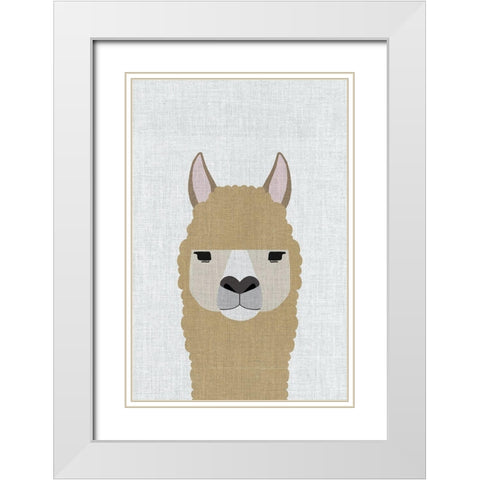 Alpaca White Modern Wood Framed Art Print with Double Matting by Annie Bailey Art