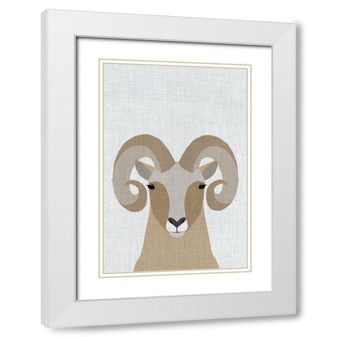 Bighorn Sheep White Modern Wood Framed Art Print with Double Matting by Annie Bailey Art