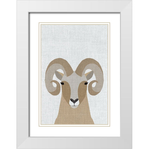 Bighorn Sheep White Modern Wood Framed Art Print with Double Matting by Annie Bailey Art