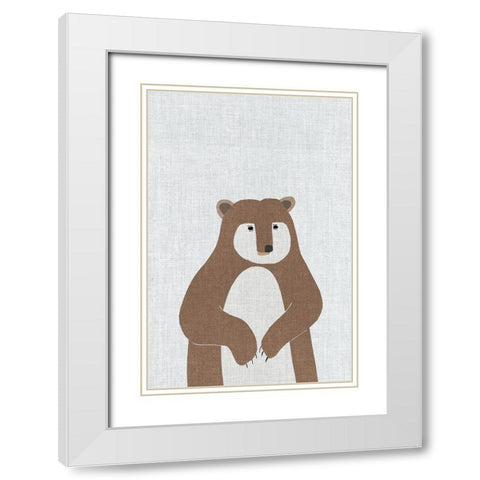 Brown Bear White Modern Wood Framed Art Print with Double Matting by Annie Bailey Art