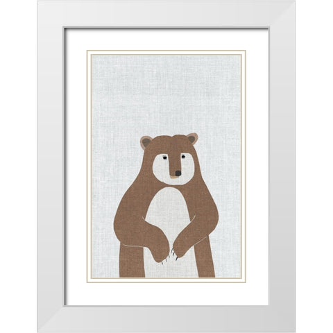 Brown Bear White Modern Wood Framed Art Print with Double Matting by Annie Bailey Art
