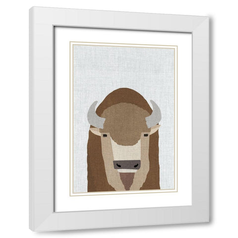 Buffalo White Modern Wood Framed Art Print with Double Matting by Annie Bailey Art