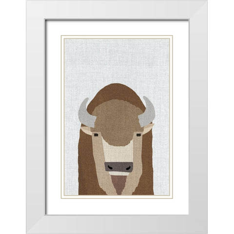 Buffalo White Modern Wood Framed Art Print with Double Matting by Annie Bailey Art