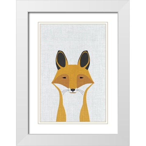 Foxy White Modern Wood Framed Art Print with Double Matting by Annie Bailey Art