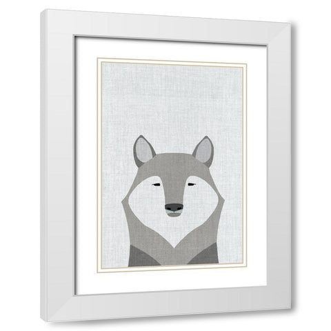 Gray Wolf White Modern Wood Framed Art Print with Double Matting by Annie Bailey Art