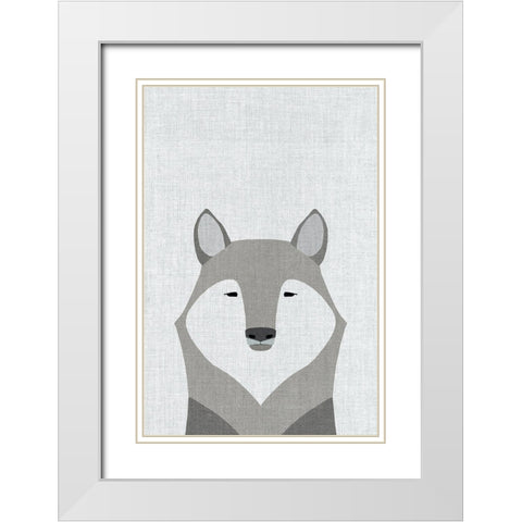 Gray Wolf White Modern Wood Framed Art Print with Double Matting by Annie Bailey Art