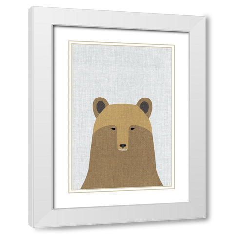 Grizzly Bear White Modern Wood Framed Art Print with Double Matting by Annie Bailey Art