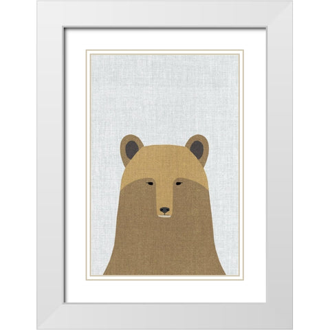 Grizzly Bear White Modern Wood Framed Art Print with Double Matting by Annie Bailey Art