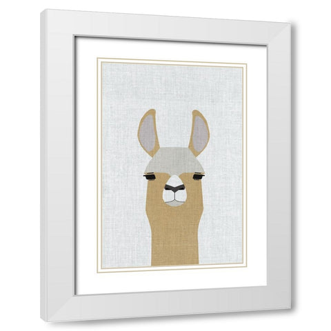 Llama White Modern Wood Framed Art Print with Double Matting by Annie Bailey Art