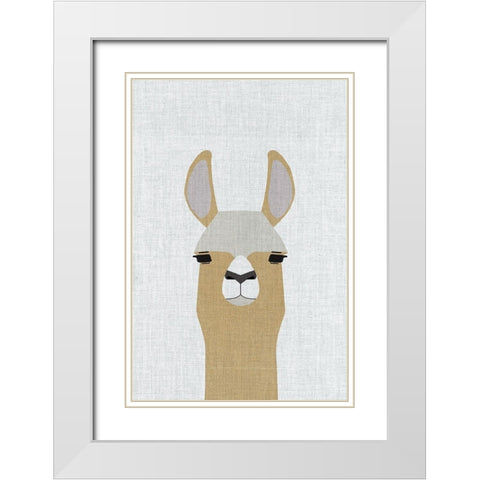 Llama White Modern Wood Framed Art Print with Double Matting by Annie Bailey Art