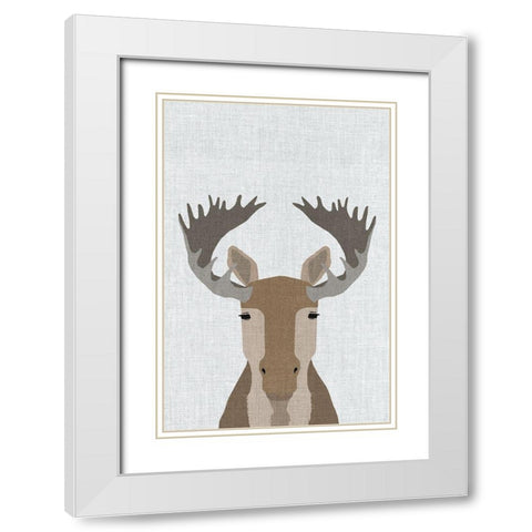 Moose White Modern Wood Framed Art Print with Double Matting by Annie Bailey Art