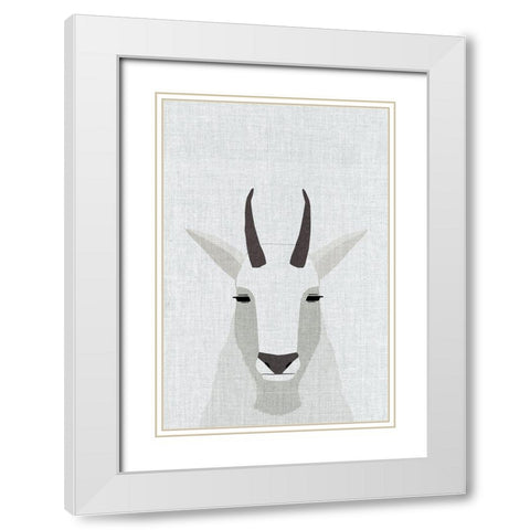 Mountain Goat White Modern Wood Framed Art Print with Double Matting by Annie Bailey Art