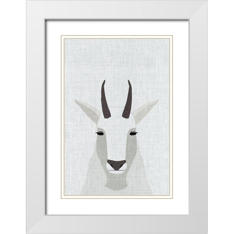 Mountain Goat White Modern Wood Framed Art Print with Double Matting by Annie Bailey Art