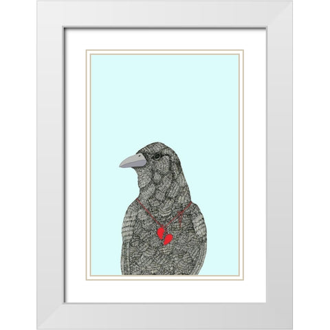 Broken Heart White Modern Wood Framed Art Print with Double Matting by Annie Bailey Art