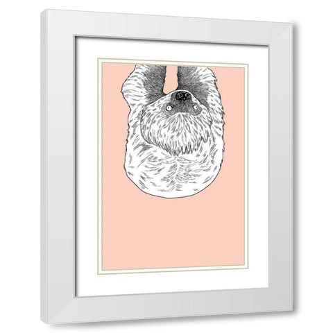 Sloth White Modern Wood Framed Art Print with Double Matting by Annie Bailey Art