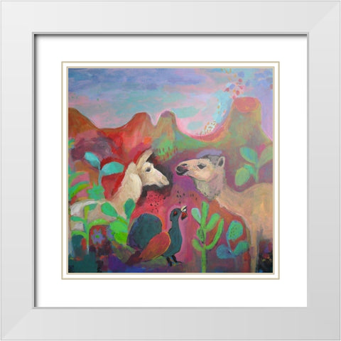 The Camel and the Llama White Modern Wood Framed Art Print with Double Matting by Alvarez, Iria Fernandez