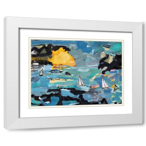 Rough Sea White Modern Wood Framed Art Print with Double Matting by Anders, Per