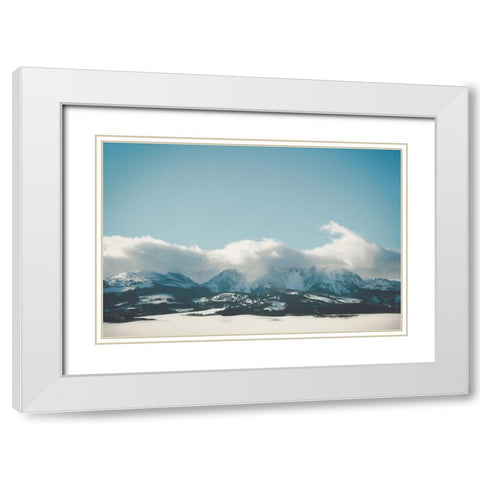 Bridger Mountain Cloud Cover White Modern Wood Framed Art Print with Double Matting by Annie Bailey Art