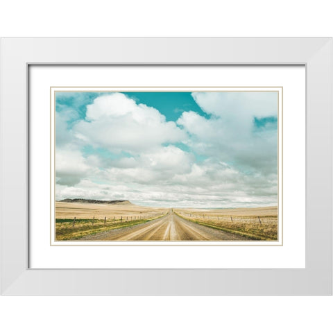 Dirt Road Travels White Modern Wood Framed Art Print with Double Matting by Annie Bailey Art