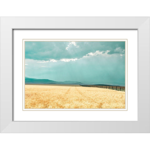 Harvest Shadow White Modern Wood Framed Art Print with Double Matting by Annie Bailey Art